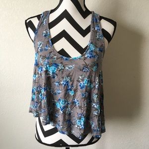Asymmetrical Drape Floral Tank